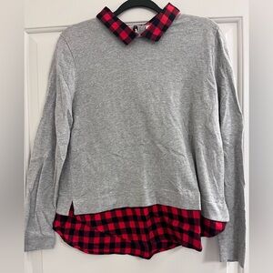 J Crew Women’s Gray and Red Plaid Shirt